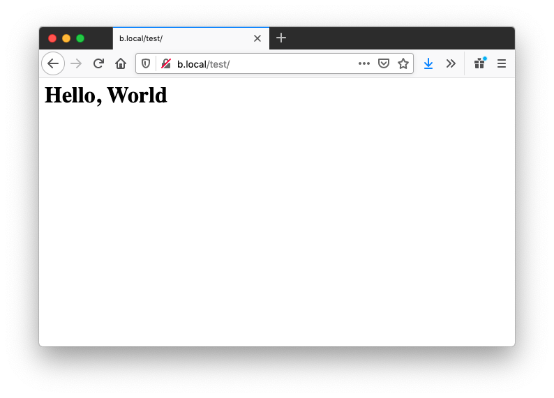 A screenshot of a “Hello, World” page hosted on a Raspberry Pi