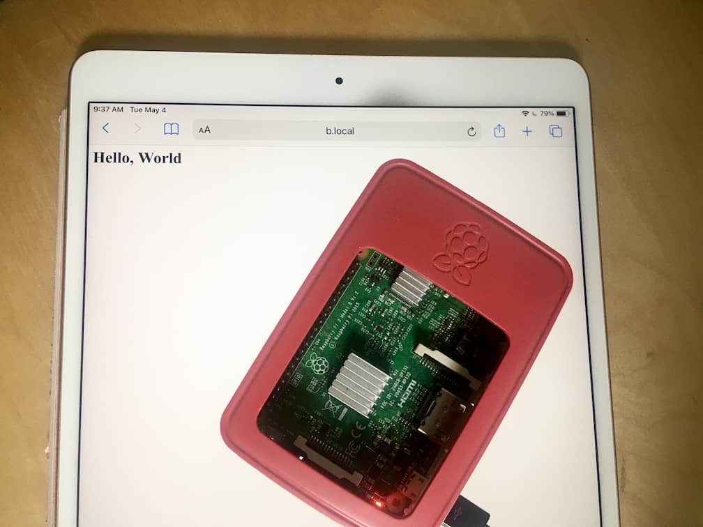 A photo of a Raspberry Pi on an iPad