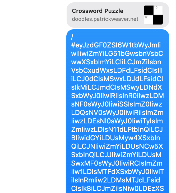 A screenshot of an iMessage conversation with a broken link in it