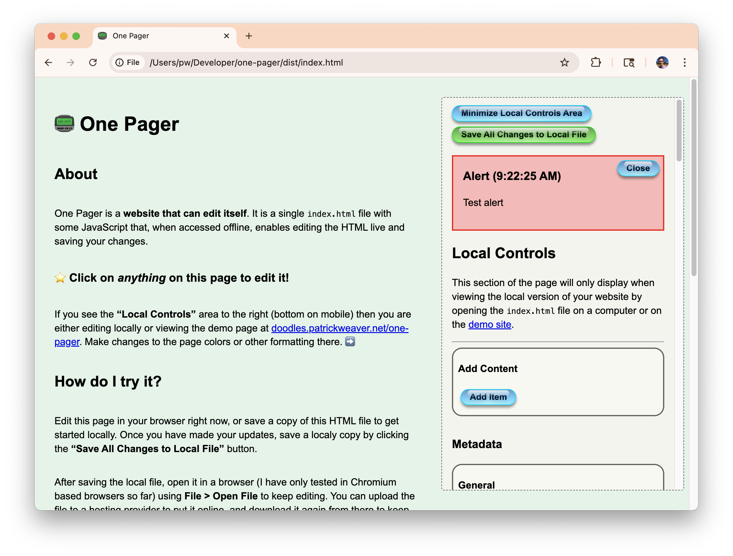 A screenshot of the final prototype.