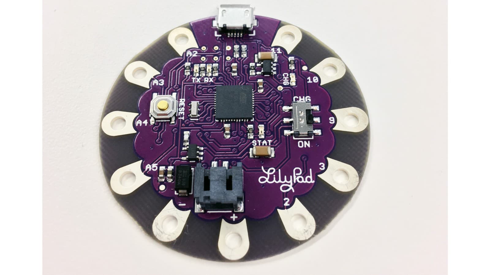 A photo of the LilyPad Arduino