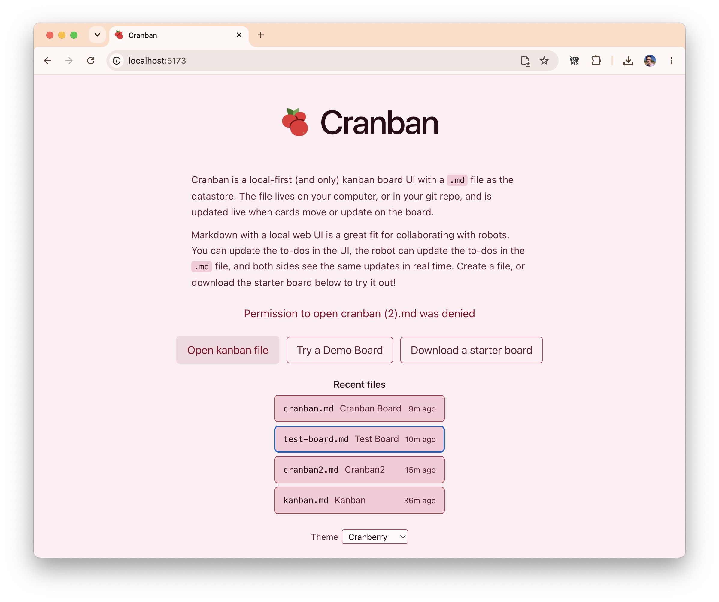 A screenshot of the Cranban app's start page with 4 recent files listed.